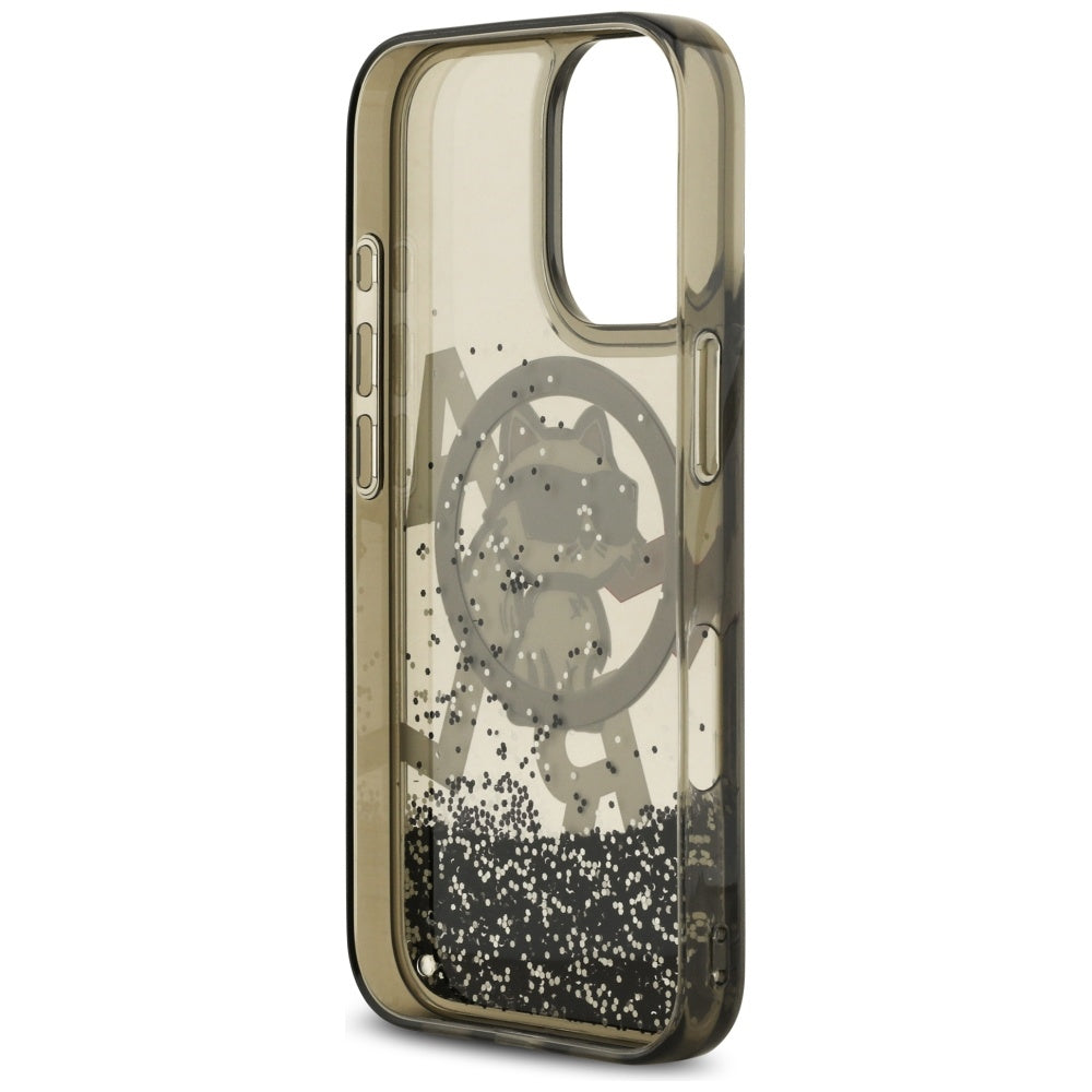 MagSafe-deksel for Apple iPhone 17, Karl Lagerfeld, Liquid Glitter Logo Choupette, Svart