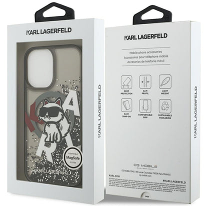MagSafe-deksel for Apple iPhone 17, Karl Lagerfeld, Liquid Glitter Logo Choupette, Svart