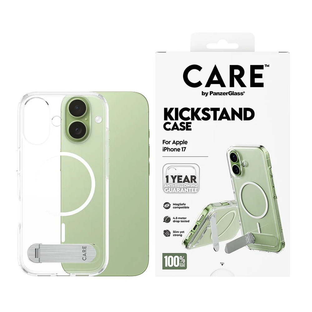 MagSafe-deksel for Apple iPhone 17, PanzerGlass, med Kickstand, Gjennomsiktig