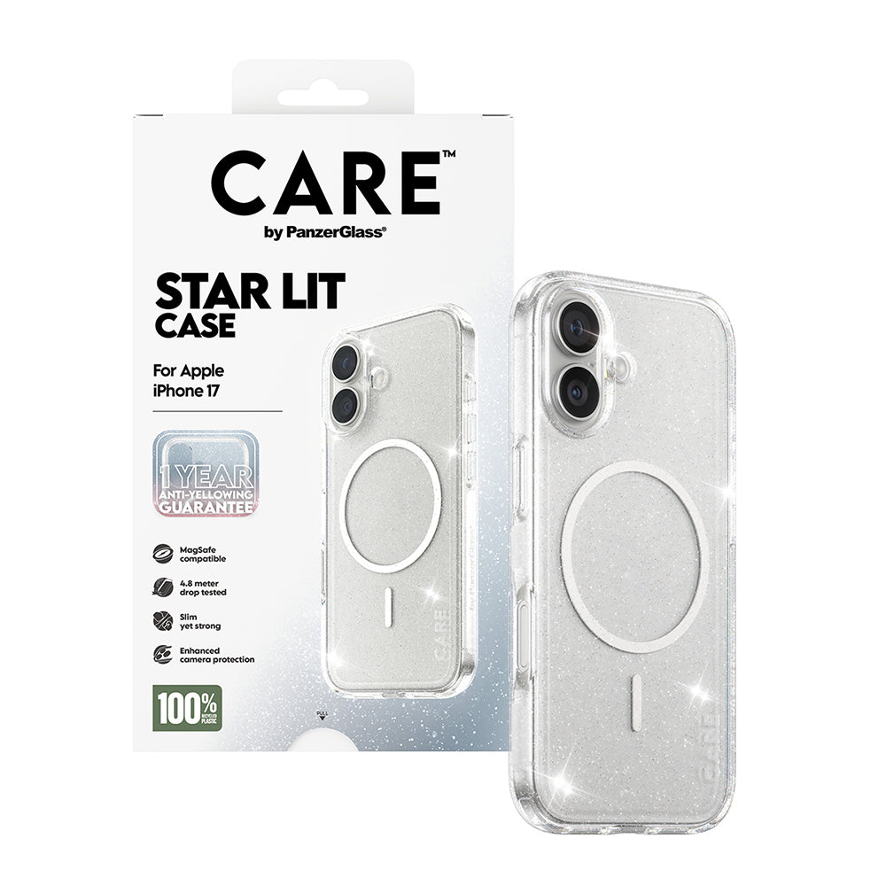 MagSafe-deksel for Apple iPhone 17, PanzerGlass, Care Urban Explorer Star Lit, Transparent Hvit