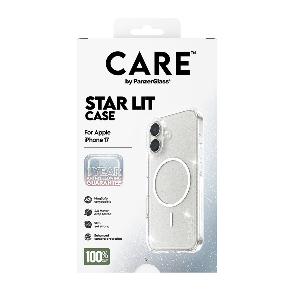 MagSafe-deksel for Apple iPhone 17, PanzerGlass, Care Urban Explorer Star Lit, Transparent Hvit