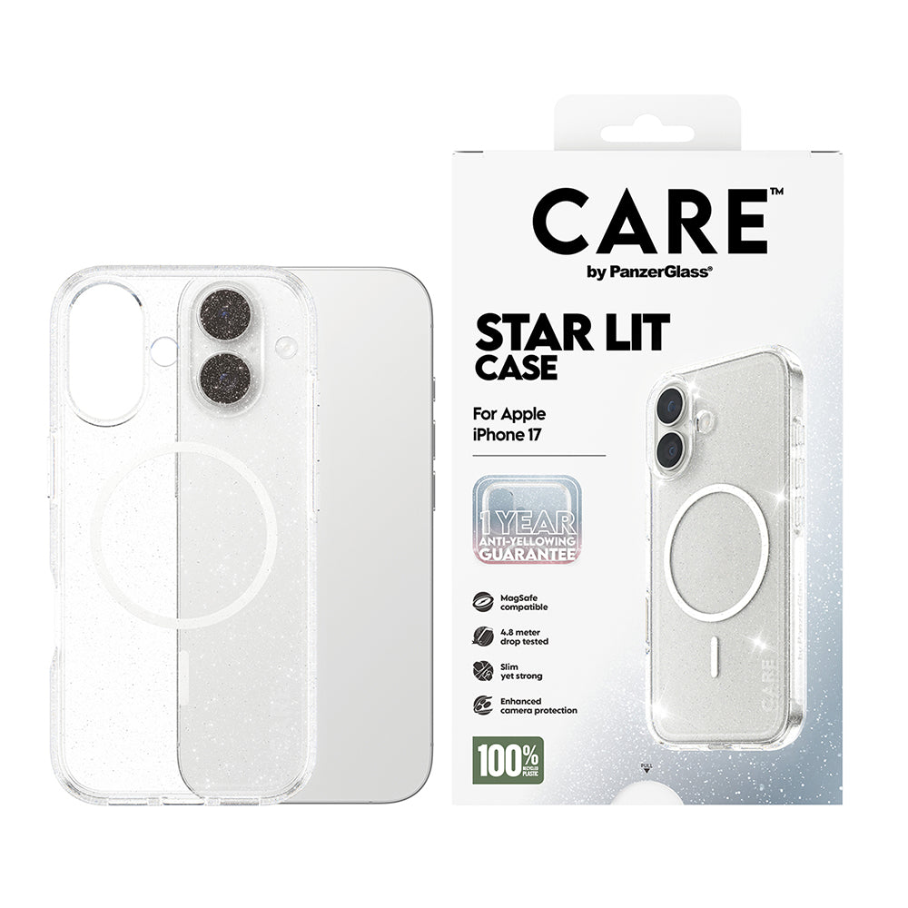 MagSafe-deksel for Apple iPhone 17, PanzerGlass, Care Urban Explorer Star Lit, Transparent Hvit