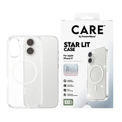 MagSafe-deksel for Apple iPhone 17, PanzerGlass, Care Urban Explorer Star Lit, Transparent Hvit