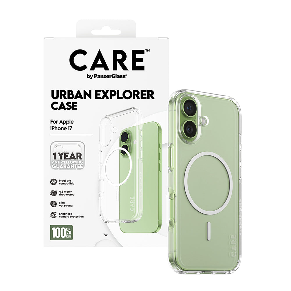 MagSafe-deksel for Apple iPhone 17, PanzerGlass, Care Urban Explorer, Transparent Hvit
