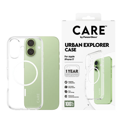 MagSafe-deksel for Apple iPhone 17, PanzerGlass, Care Urban Explorer, Transparent Hvit
