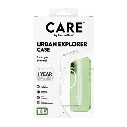 MagSafe-deksel for Apple iPhone 17, PanzerGlass, Care Urban Explorer, Transparent Hvit