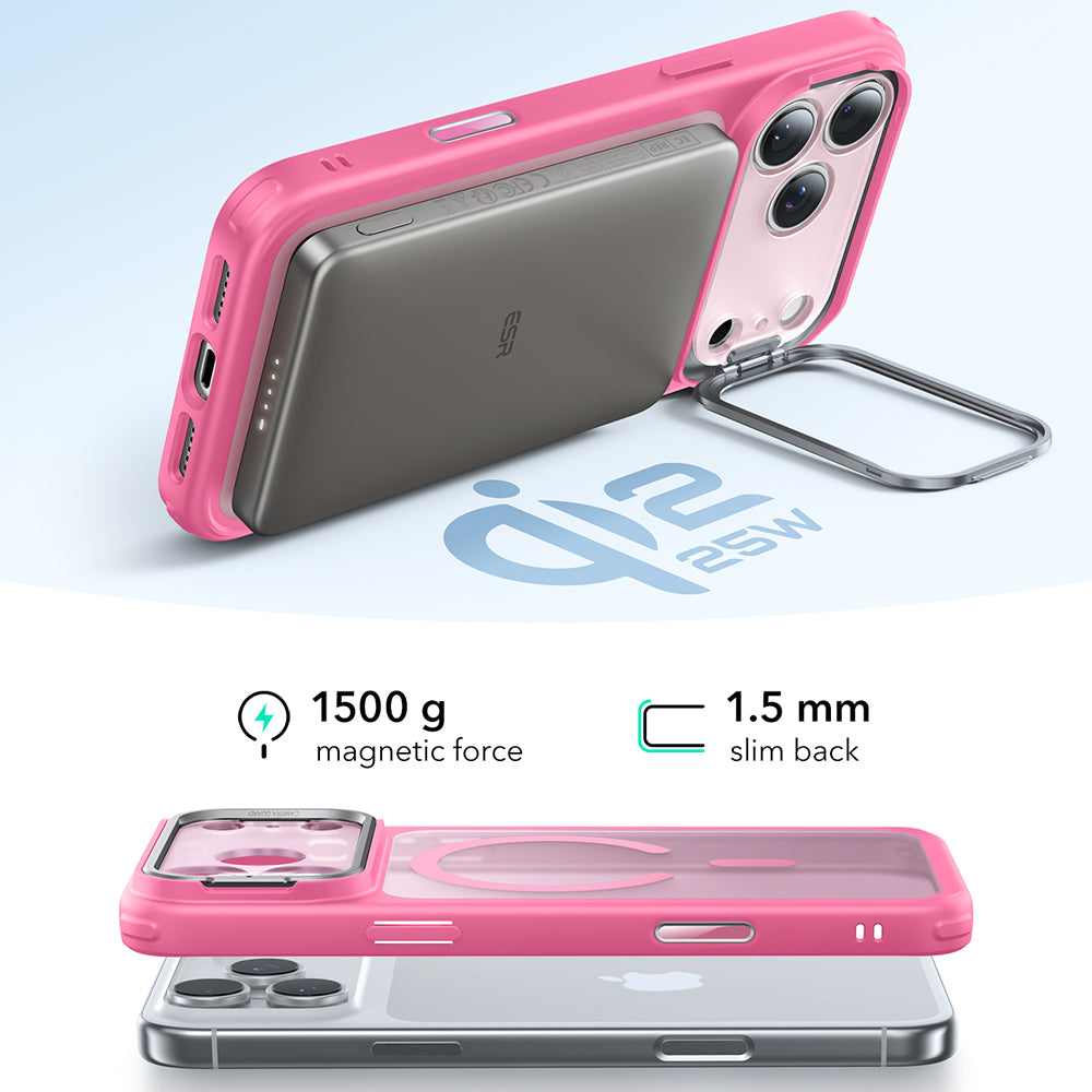 MagSafe-deksel for Apple iPhone 17 Pro, ESR, Classic Hybrid Kickstand, Satinrosa