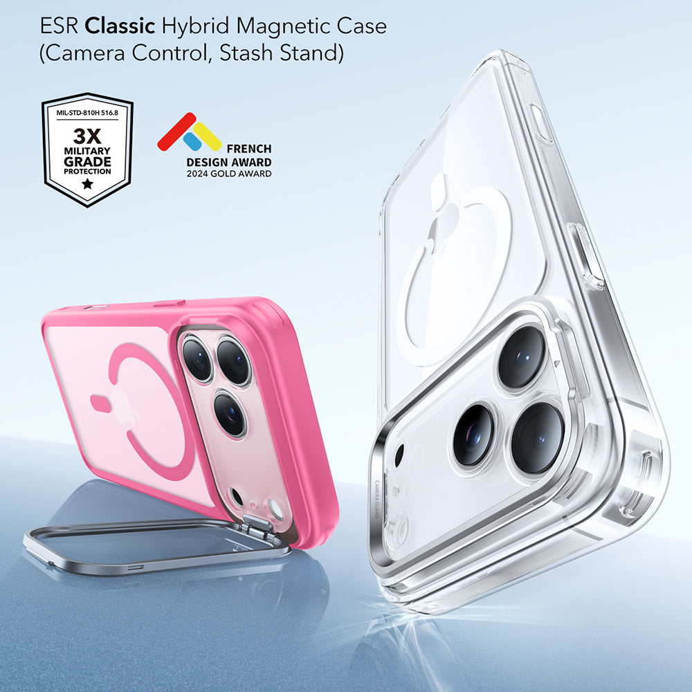 MagSafe-deksel for Apple iPhone 17 Pro, ESR, Classic Hybrid Kickstand, Satinrosa