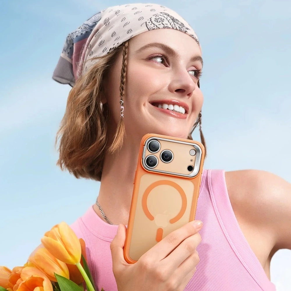 MagSafe-deksel for Apple iPhone 17 Pro, ESR, Classic Hybrid Kickstand Slide, Satinert Oransje