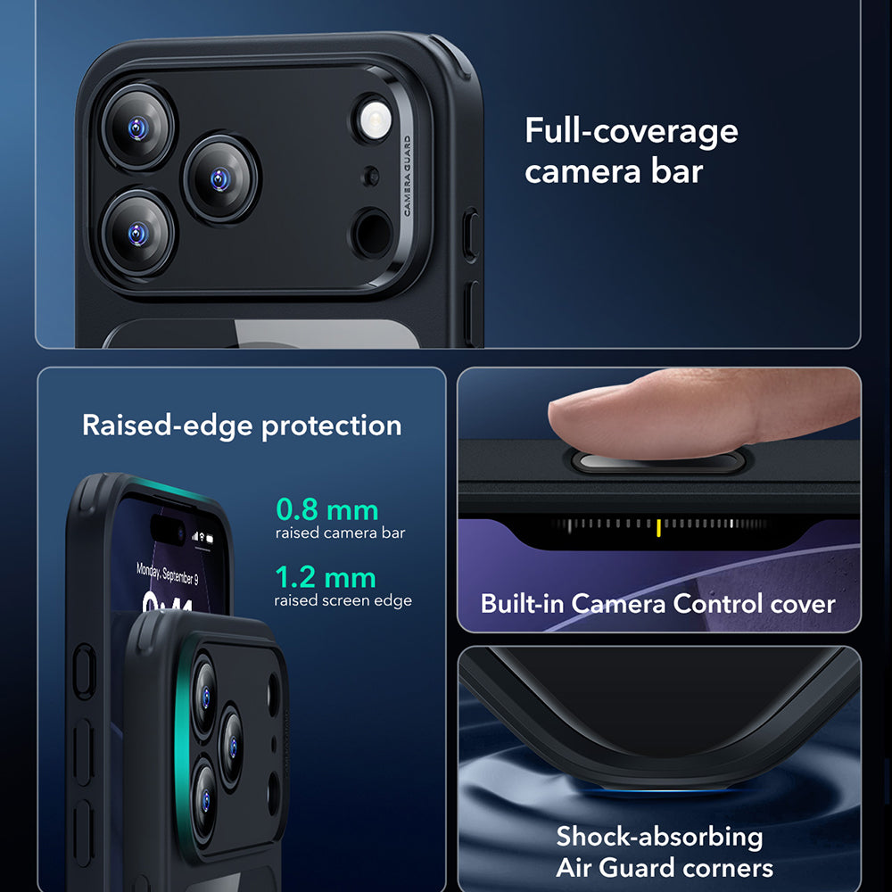 MagSafe-deksel for Apple iPhone 17 Pro, ESR, Classic Hybrid, Svart Gjennomsiktig
