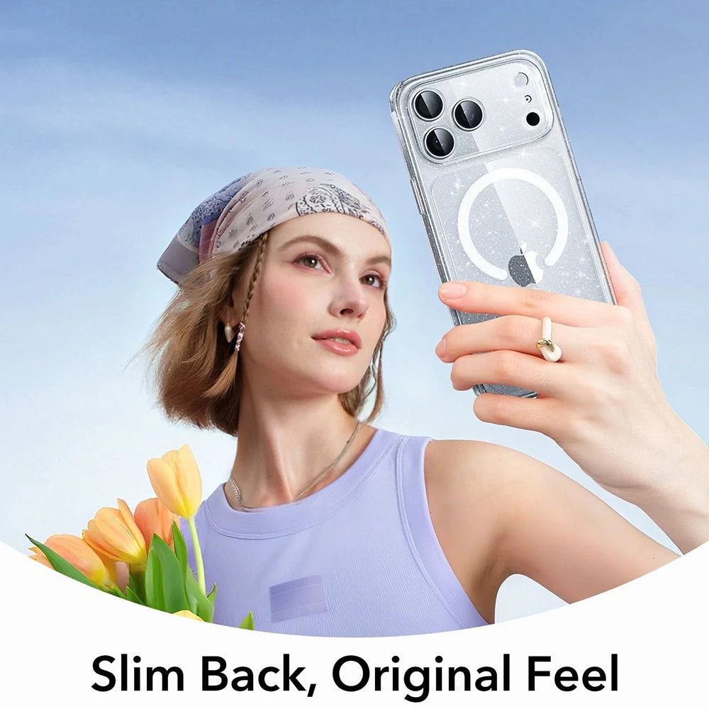 MagSafe-deksel for Apple iPhone 17 Pro, ESR, Classic Hybrid Shimmer, Gjennomsiktig