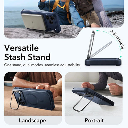 MagSafe-deksel for Apple iPhone 17 Pro, ESR, Cyber Armor Kickstand, Blå
