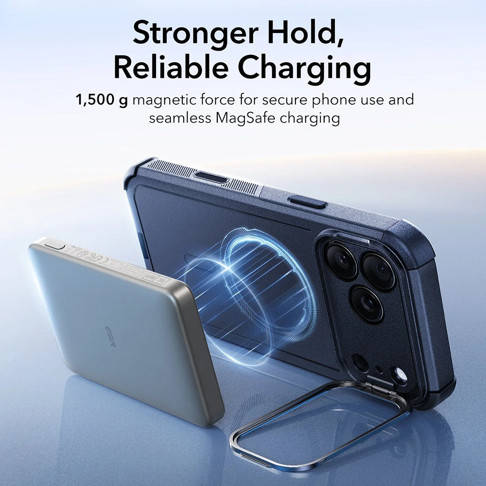MagSafe-deksel for Apple iPhone 17 Pro, ESR, Cyber Armor Kickstand, Blå