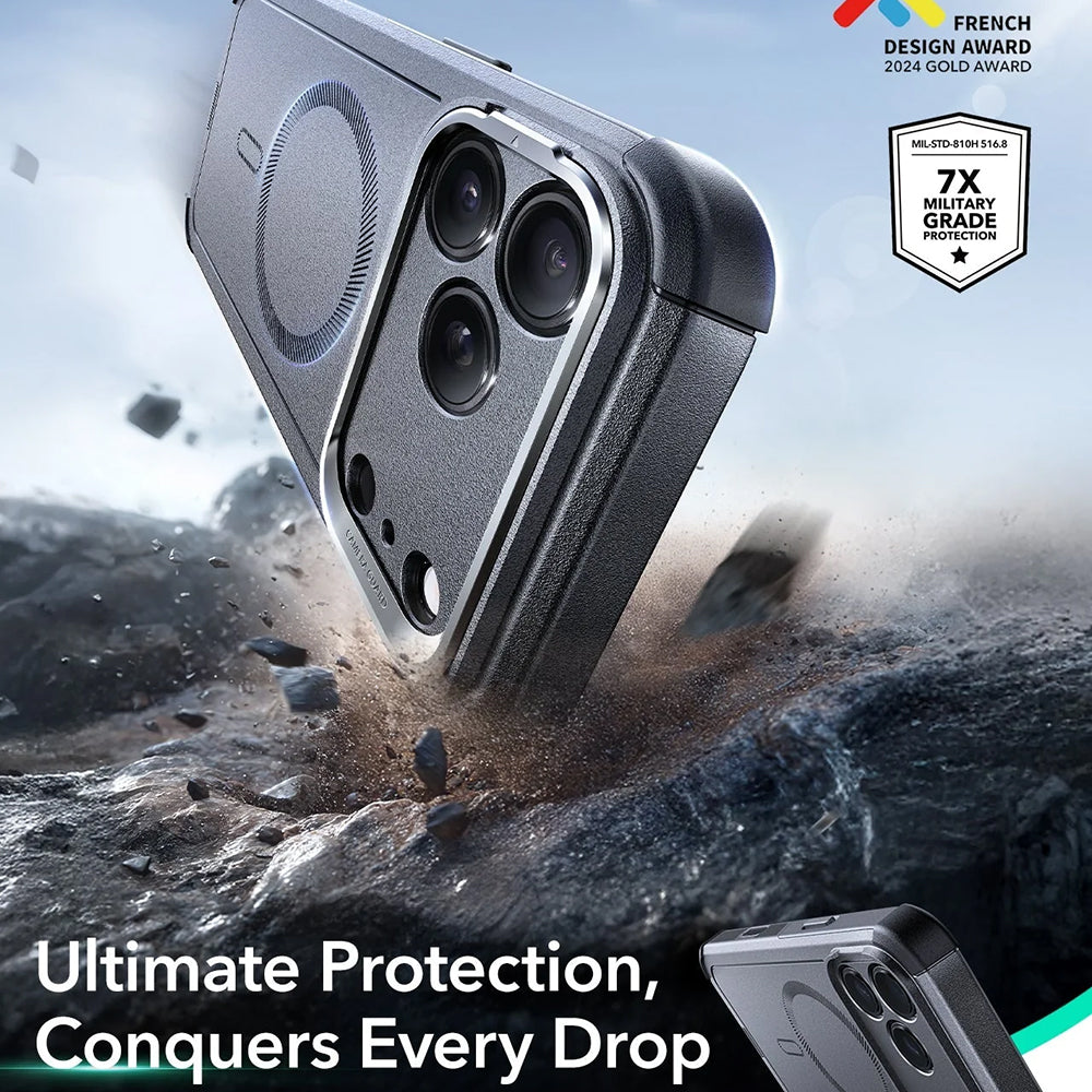 MagSafe-deksel for Apple iPhone 17 Pro, ESR, Cyber Armor Kickstand, Grå