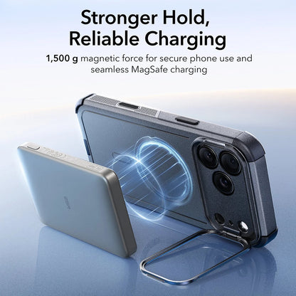 MagSafe-deksel for Apple iPhone 17 Pro, ESR, Cyber Armor Kickstand, Grå