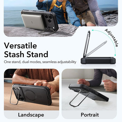 MagSafe-deksel for Apple iPhone 17 Pro, ESR, Cyber Armor Kickstand, Svart