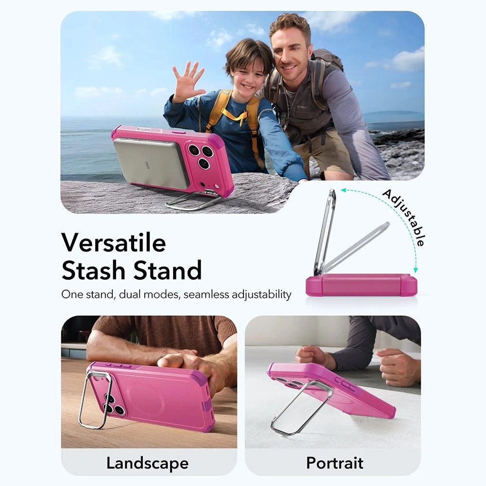 MagSafe-deksel for Apple iPhone 17 Pro, ESR, Cyber Armor Kickstand, Rosa