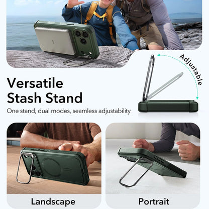 MagSafe-deksel for Apple iPhone 17 Pro, ESR, Cyber Armor Kickstand, Grønn