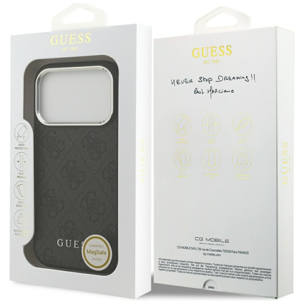MagSafe-deksel for Apple iPhone 17 Pro, Guess, 4G Classic Logo, Svart