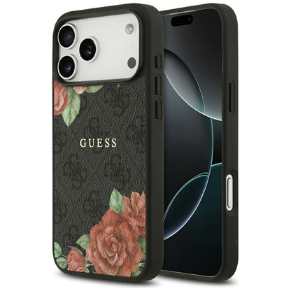MagSafe-deksel for Apple iPhone 17 Pro, Guess, 4G Flowers Print, Svart