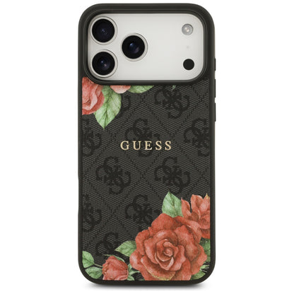 MagSafe-deksel for Apple iPhone 17 Pro, Guess, 4G Flowers Print, Svart