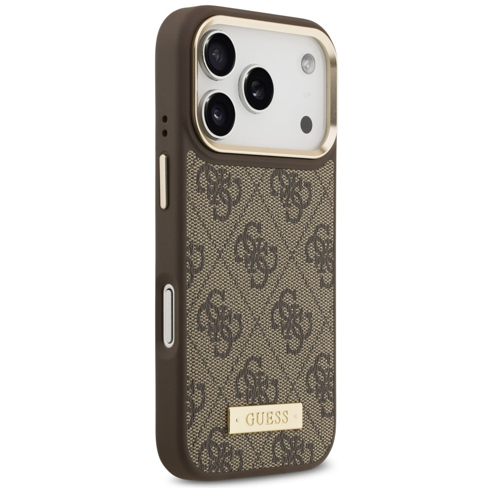 MagSafe-deksel for Apple iPhone 17 Pro, Guess, 4G Logo Plate, Brun