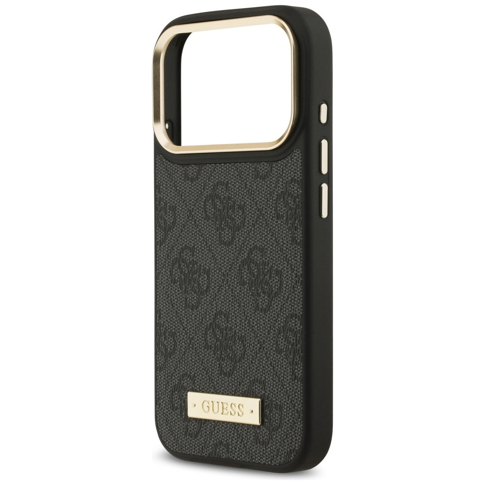 MagSafe-deksel for Apple iPhone 17 Pro, Guess, 4G Logo Plate, Svart