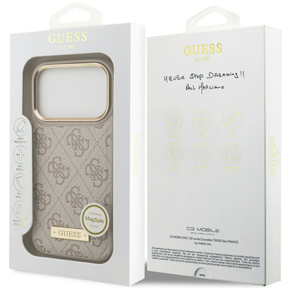 MagSafe-deksel for Apple iPhone 17 Pro, Guess, 4G Logo Plate, Rosa