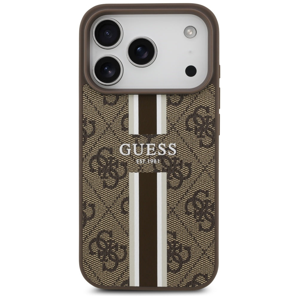 MagSafe-deksel for Apple iPhone 17 Pro, Guess, 4G Printed Stripes, Brun