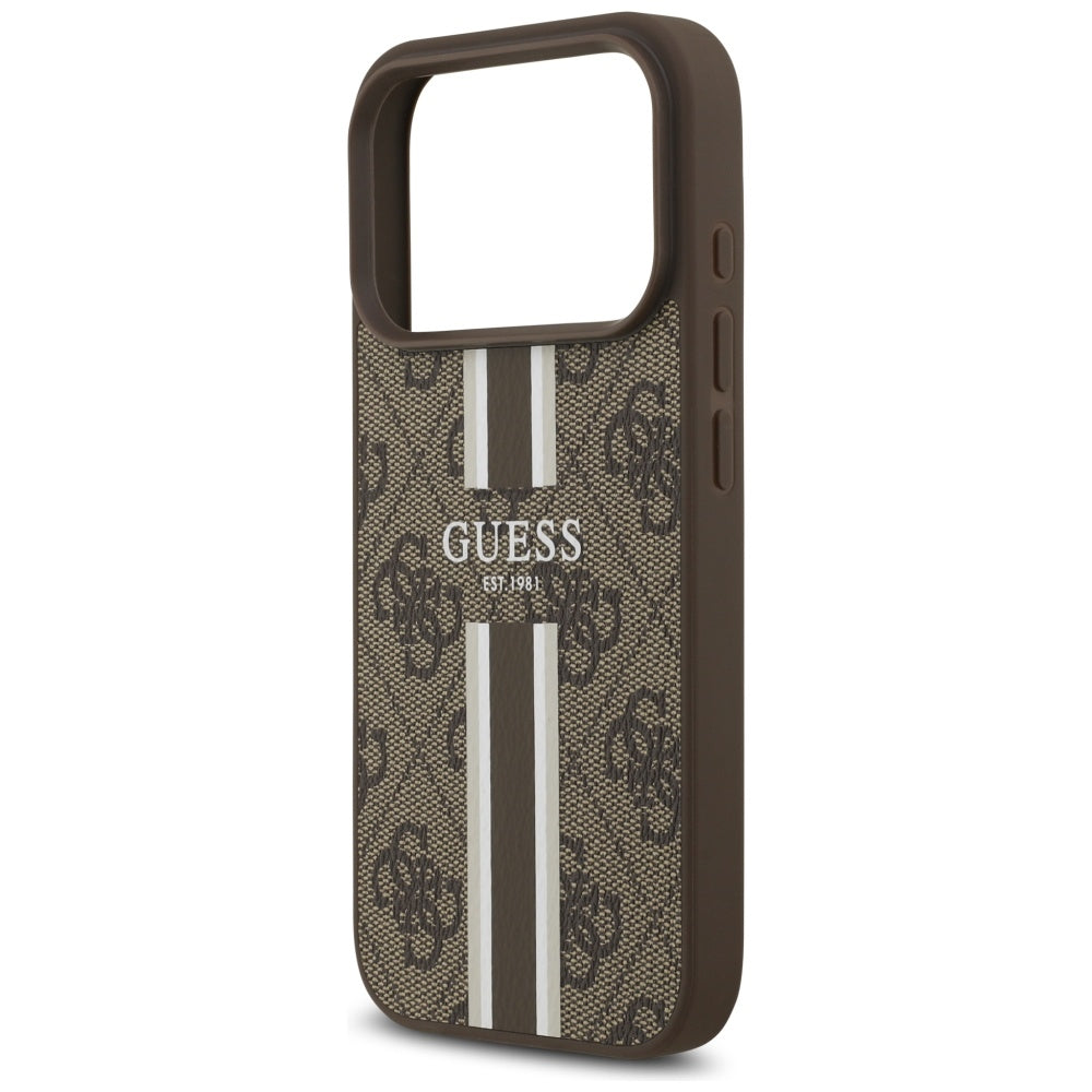 MagSafe-deksel for Apple iPhone 17 Pro, Guess, 4G Printed Stripes, Brun