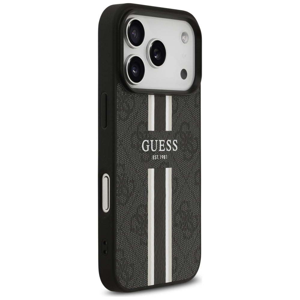 MagSafe-deksel for Apple iPhone 17 Pro, Guess, 4G Printed Stripes, Svart