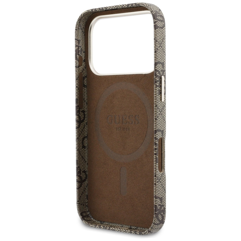 MagSafe-deksel for Apple iPhone 17 Pro, Guess, 4G Script Logo, Brun