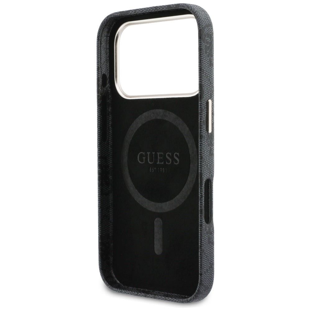 MagSafe-deksel for Apple iPhone 17 Pro, Guess, 4G Script Logo, Svart