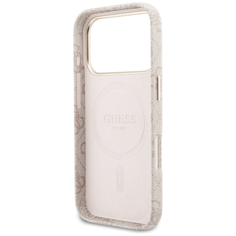 MagSafe-deksel for Apple iPhone 17 Pro, Guess, 4G Script Logo, Rosa
