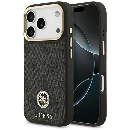 MagSafe-deksel for Apple iPhone 17 Pro, Guess, 4G Strass Logo, Svart