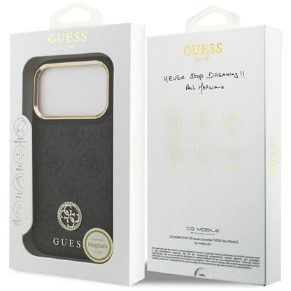 MagSafe-deksel for Apple iPhone 17 Pro, Guess, 4G Strass Logo, Svart