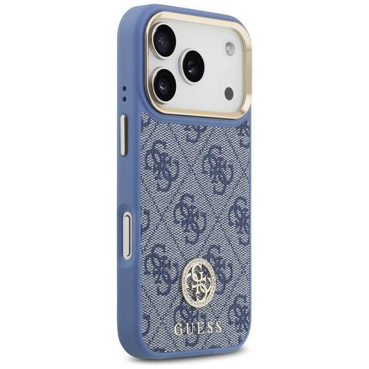 MagSafe-deksel for Apple iPhone 17 Pro, Guess, 4G Strass Logo with Big Strap, Blå