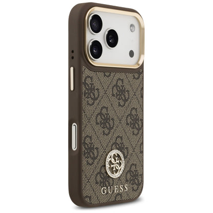 MagSafe-deksel for Apple iPhone 17 Pro, Guess, 4G Strass Logo med stor stropp, Brun