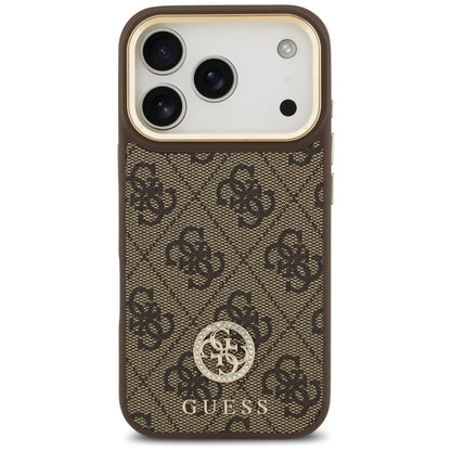 MagSafe-deksel for Apple iPhone 17 Pro, Guess, 4G Strass Logo med stor stropp, Brun