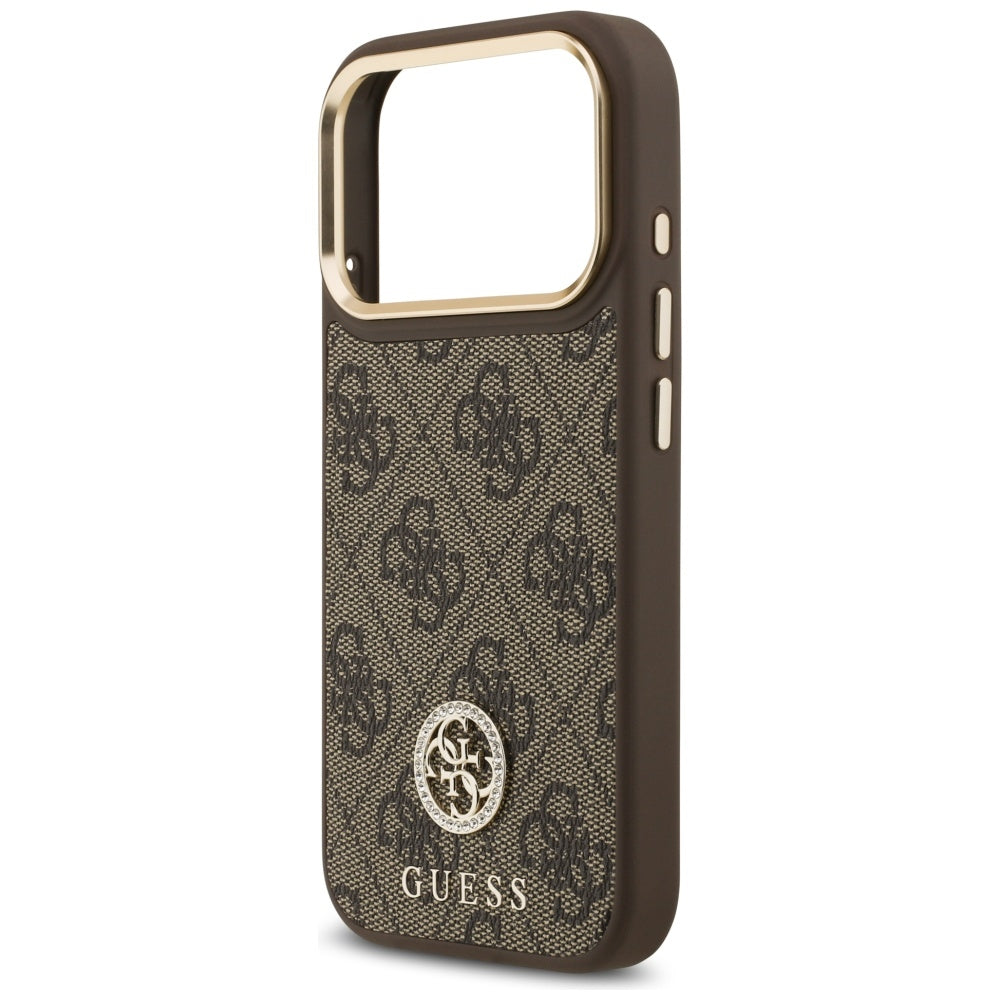 MagSafe-deksel for Apple iPhone 17 Pro, Guess, 4G Strass Logo med stor stropp, Brun