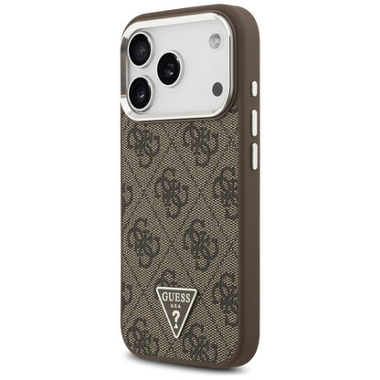 MagSafe-deksel for Apple iPhone 17 Pro, Guess, 4G Triangle Logo, Sølvbrun