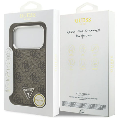MagSafe-deksel for Apple iPhone 17 Pro, Guess, 4G Triangle Logo, Sølvbrun