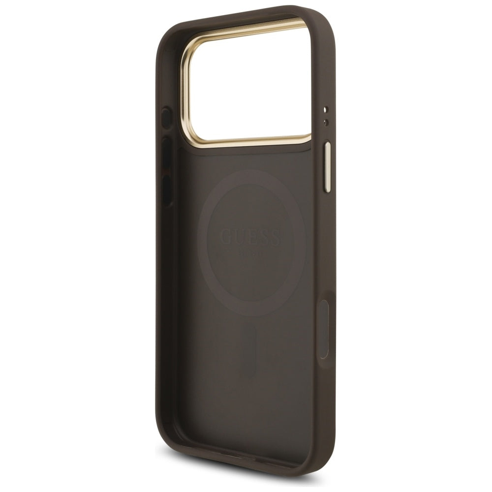 MagSafe-deksel for Apple iPhone 17 Pro, Guess, 4G Triangle Logo, Gylden Brun