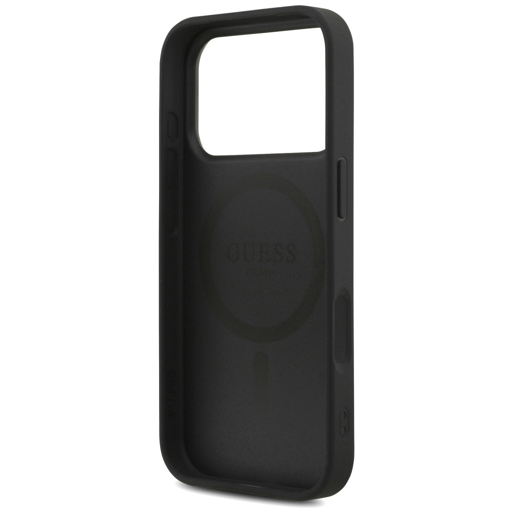 MagSafe deksel for Apple iPhone 17 Pro, Guess, 4G Triangle Logo med snorrem, Svart