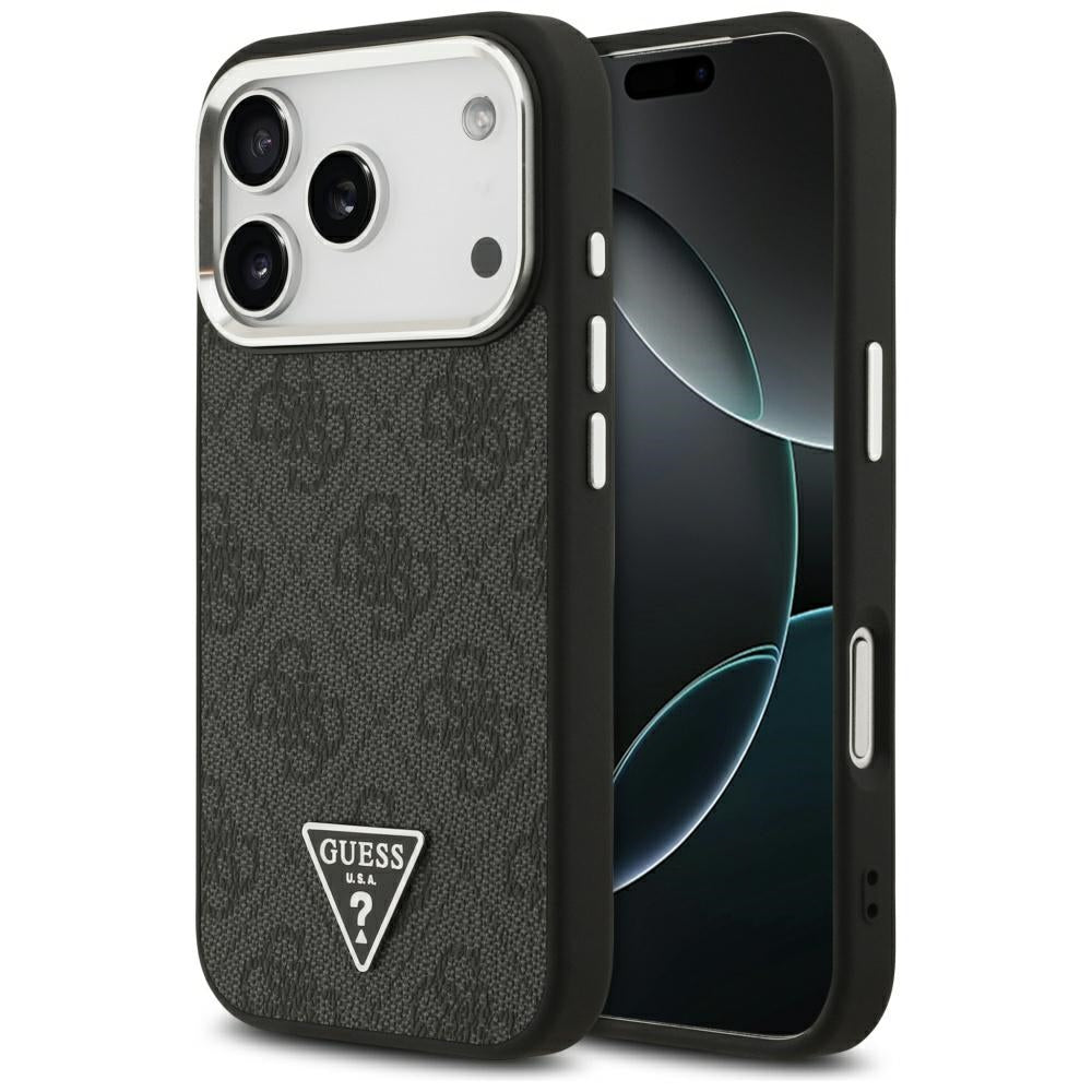 MagSafe-deksel for Apple iPhone 17 Pro, Guess, 4G Triangle Logo, Svart Sølv