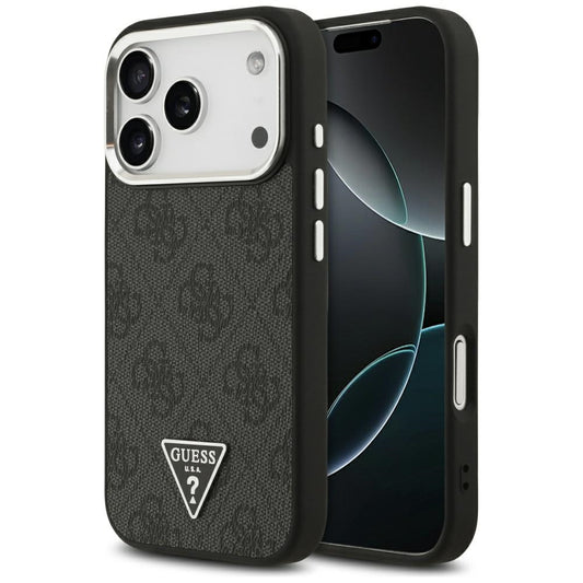 MagSafe-deksel for Apple iPhone 17 Pro, Guess, 4G Triangle Logo, Svart Sølv