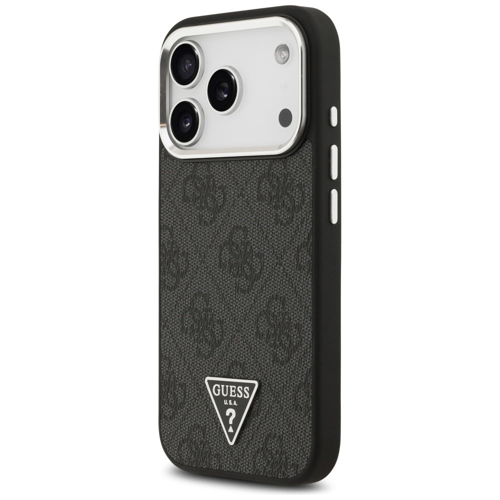 MagSafe-deksel for Apple iPhone 17 Pro, Guess, 4G Triangle Logo, Svart Sølv