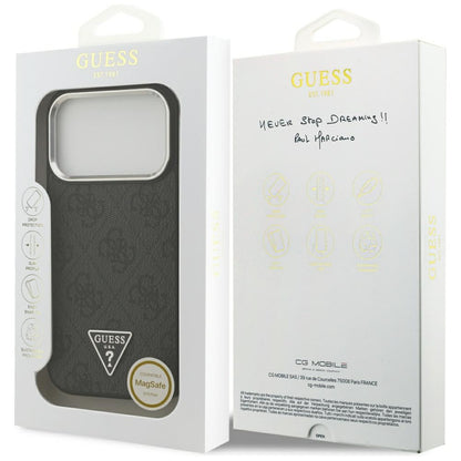 MagSafe-deksel for Apple iPhone 17 Pro, Guess, 4G Triangle Logo, Svart Sølv
