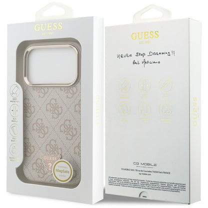 MagSafe-deksel for Apple iPhone 17 Pro, Guess, 4G Triangle Logo, Gullrosa