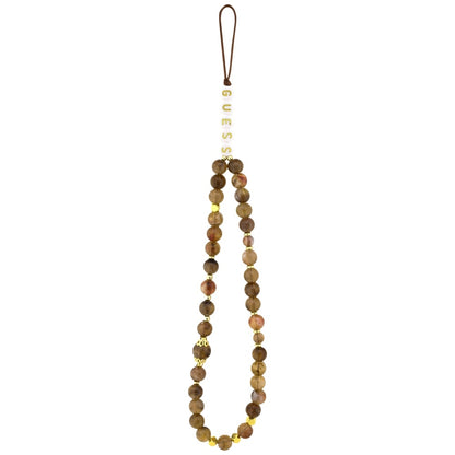 MagSafe-deksel for Apple iPhone 17 Pro, Guess, 4G Triangle Logo med perlestropp, Brun